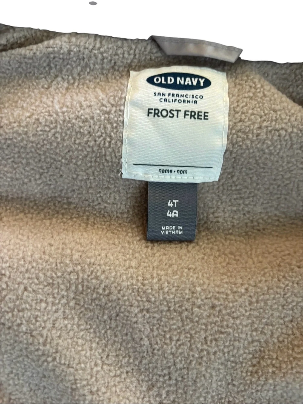 Old Navy 4T Unisex Tan / Cream Fleece Lined Puffer Vest